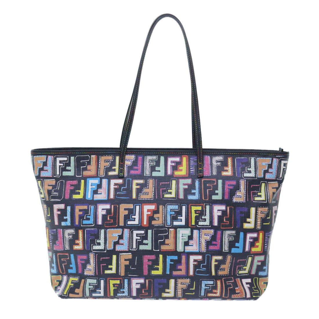 FENDI Zucca Canvas Tote Bag Multicolor 8BH185 Auth yk8065