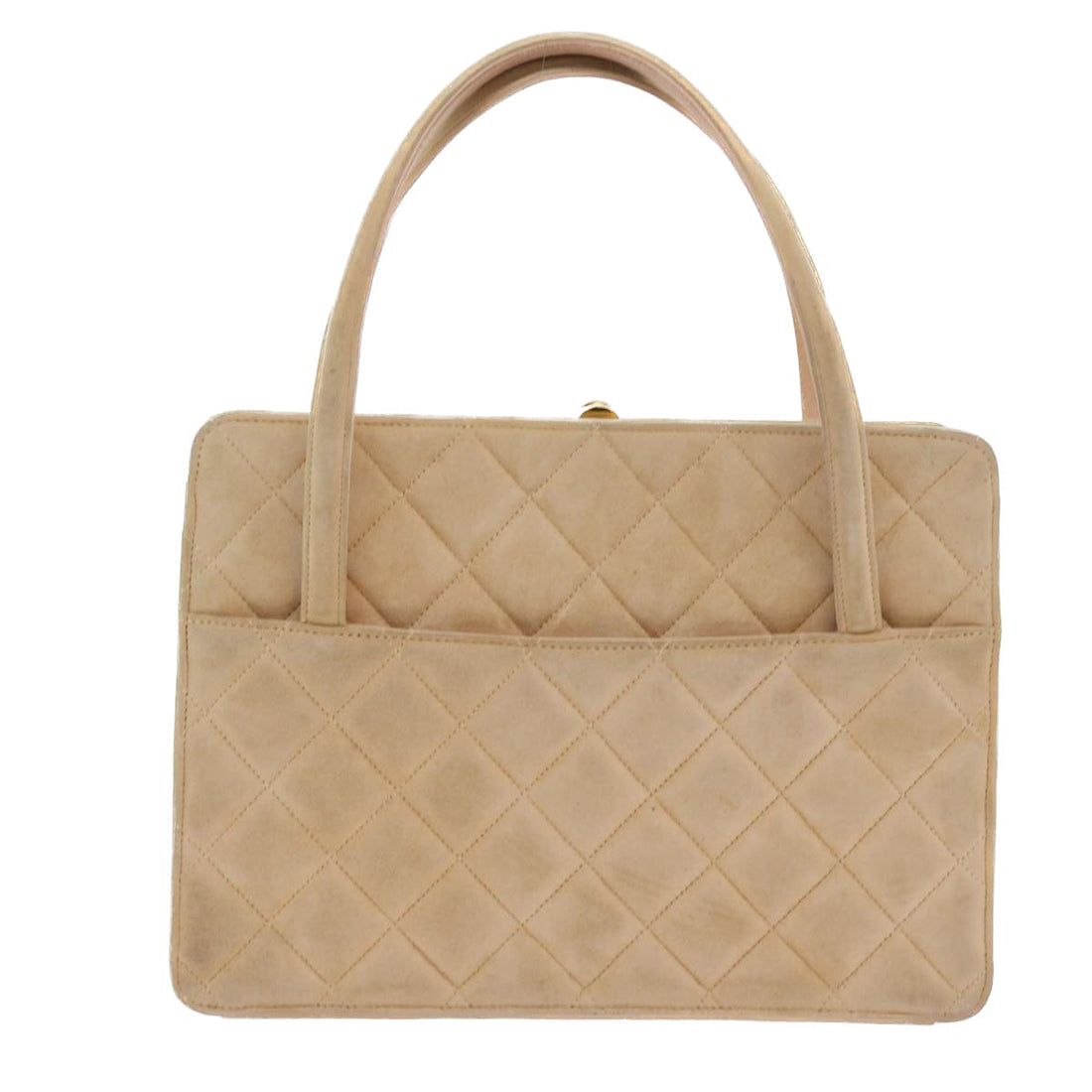 Top Quality Chanel Gamaguchi Hand Bag Suede Beige CC Auth yk9125