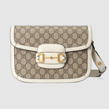 Gucci Horsebit 1955 Small Shoulder Bag White Leather